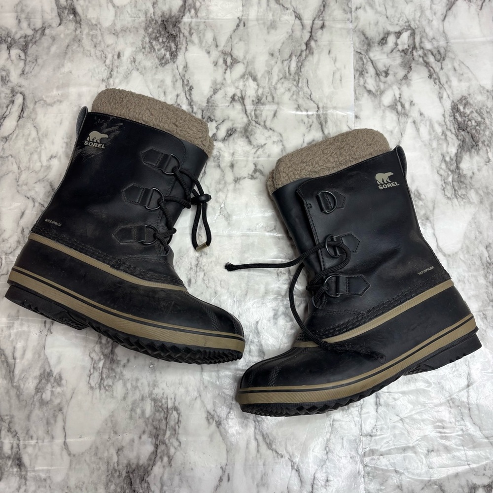 SOREL Kids Yoot Pac Nylon waterproof boots winter rain size 5 black